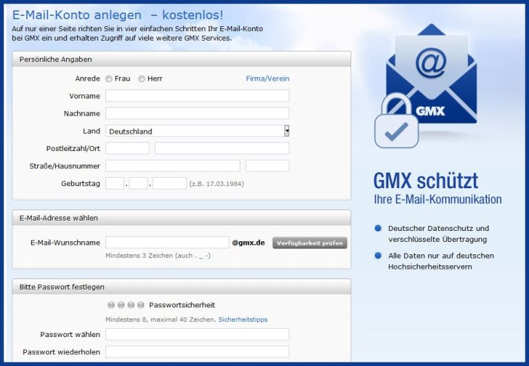 Erstellen Sie Eine Gmx Email Adresse